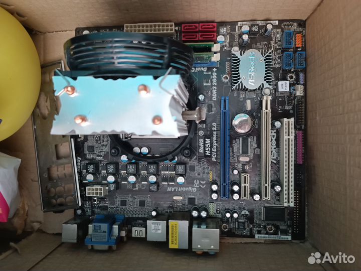 Материнская плата asrock H55m + ddr3 2x2gb+проц