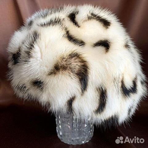 Берет норковый мягкий анималистика женский новый