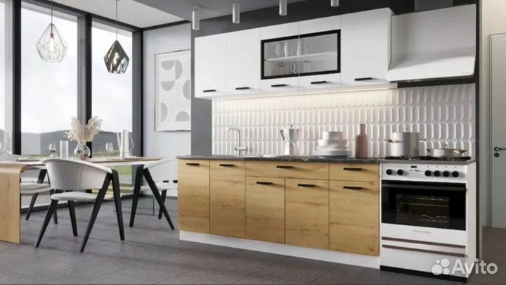 Кухня Брауни (Дуб вотан/Белый) 2,0 м лдсп