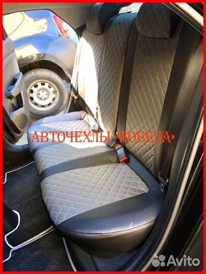 Чехлы Hyundai Solaris 2 из экокожи чёрно-серые Ром