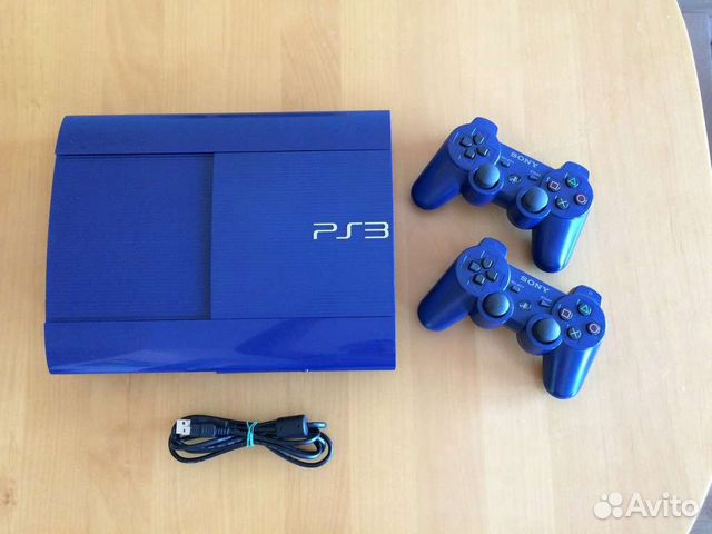 Sony PS3 super slim 500gb + 48 игр синяя