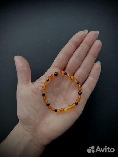 Детский браслет из натурального янтаря 13-14 см