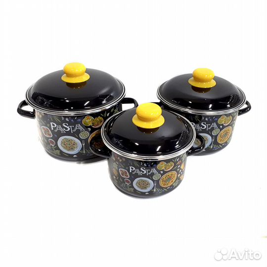Наборы, кастрюли эмалированные, новые