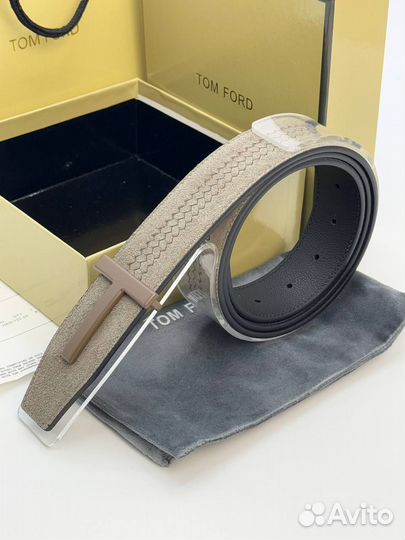 Мужской Кожаный ремень Tom Ford Бежевый