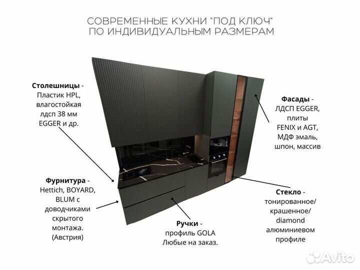 Современная кухня на заказ мдф фасады