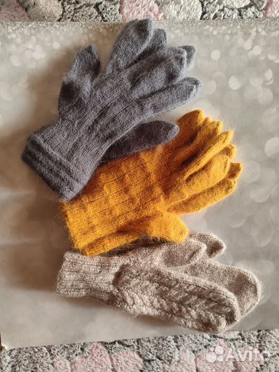 Перчатки, варежки из пряжи пух норки