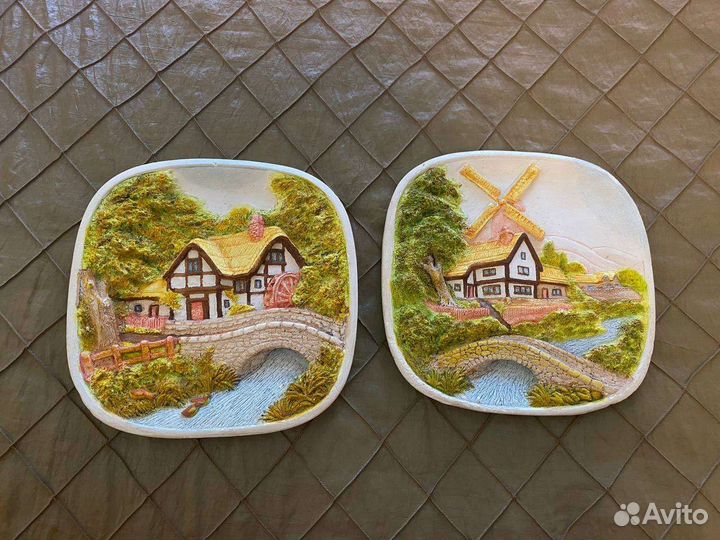 Винтажные английские настенные тарелки, таблички