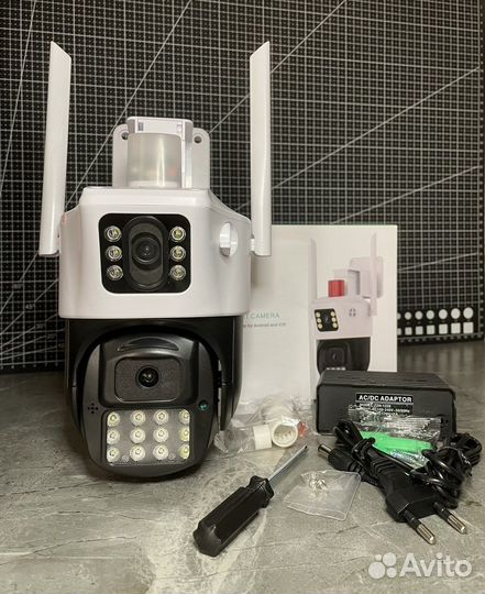 Уличная Wi-Fi камера два объектива с сигнализацией