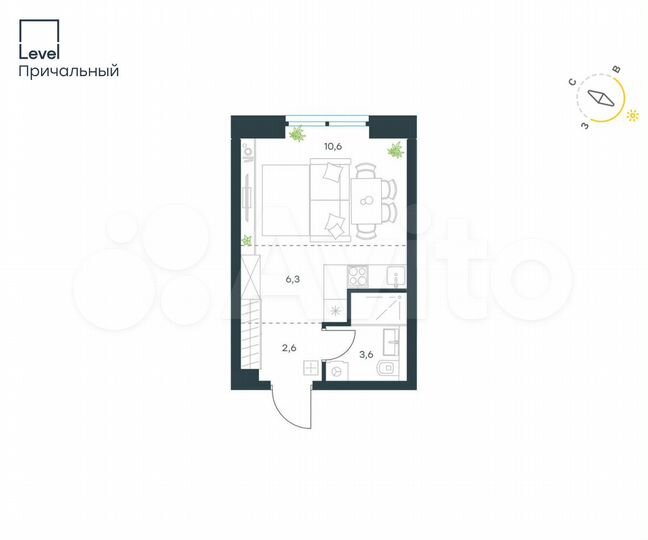 Квартира-студия, 23,1 м², 20/33 эт.