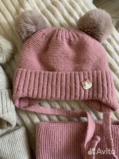 Комплект шапка, шарф для девочки 46-48