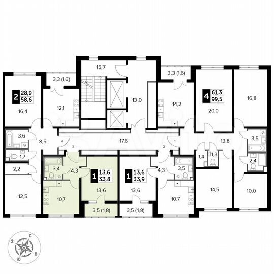 1-к. квартира, 33,8 м², 3/24 эт.