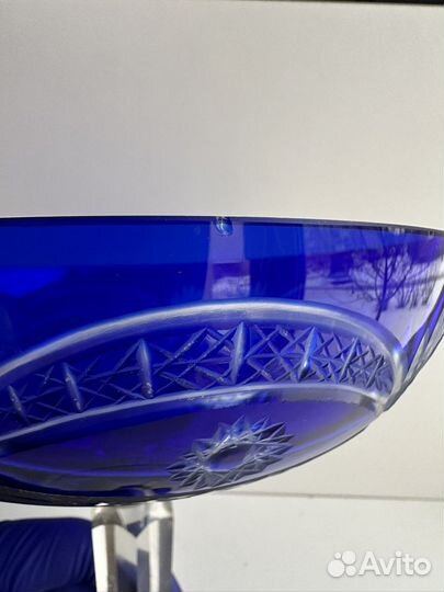 Ваза для фруктов цветной хрусталь