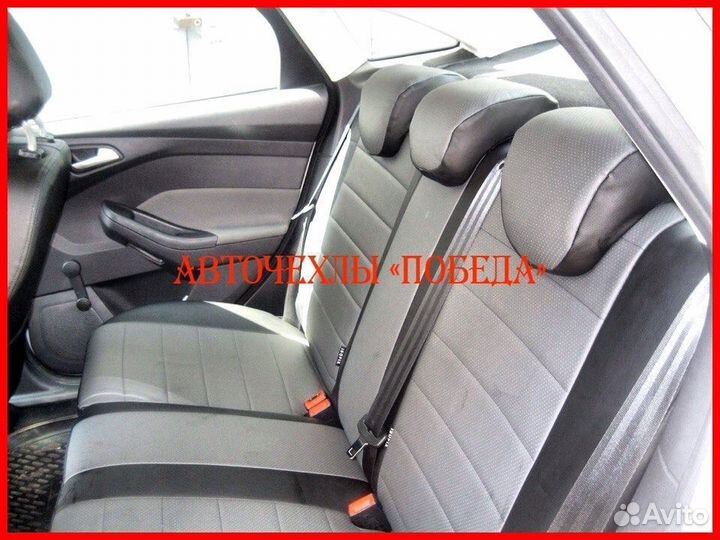 Чехлы Hyundai i40 из экокожи чёрно-серые Классика