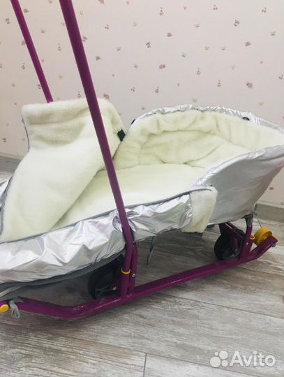Детские санки коляска с колесами
