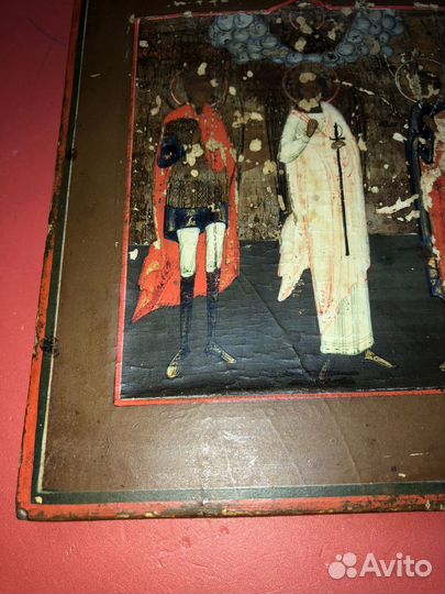 Старинная икона Арх. Михаил, Ангел и Афанасий мзю