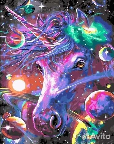 Картина по номерам 40x50 Небесный единорог среди п