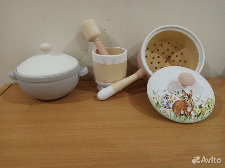 Посудка игрушечная деревянная