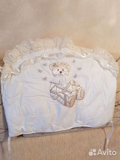 Бортики в кроватку+балдахин+постельное белье