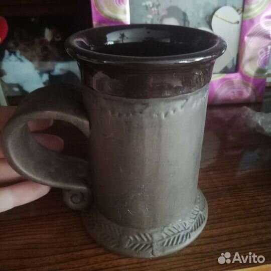 Кружка пивная глиняная