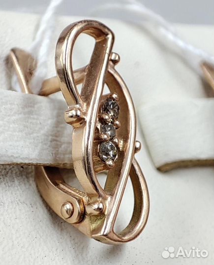 Серьги, золото 585* с бриллиантами