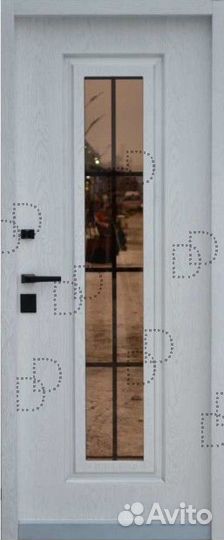 Уличная металлическая дверь с окном для дома