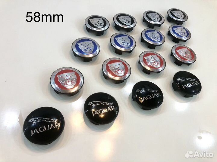 Колпачки на литые диски jaguar 58 mm