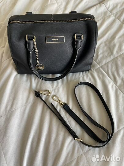 Сумка dkny Black Leather Zip Boston Bag