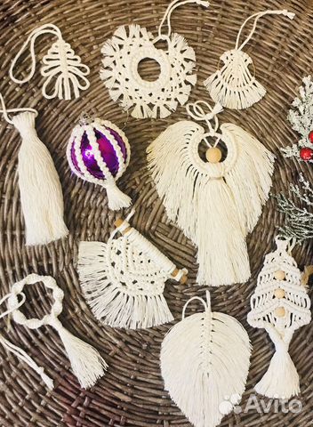 Новогодние игрушки макраме
