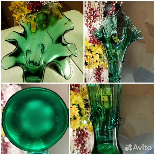 Вазы цветное стекло. Винтаж Чехия ссср.Резерва нет