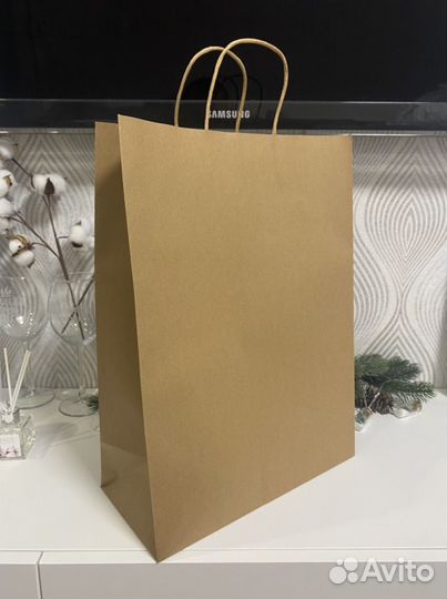 Крафт пакеты с ручками без рисунков