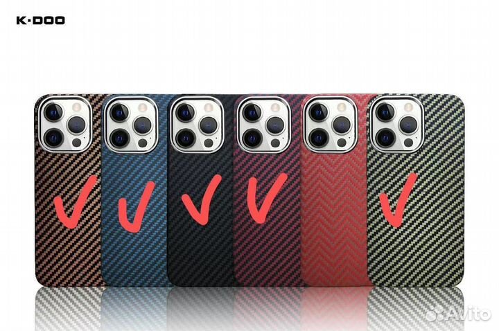 Чехол K-DOO Kevlar на iPhone 12/13/14 (Карбон)