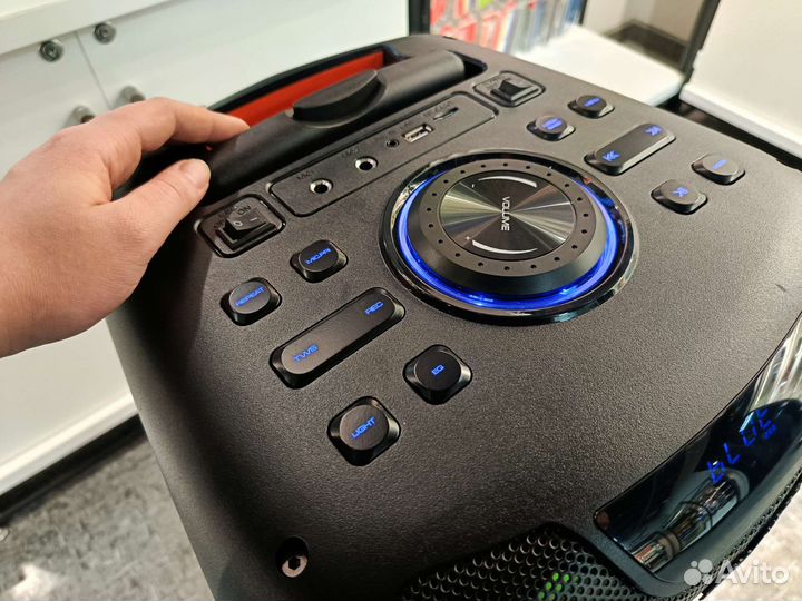 Блютуз колонка большая с микрофоном пду LED 100w