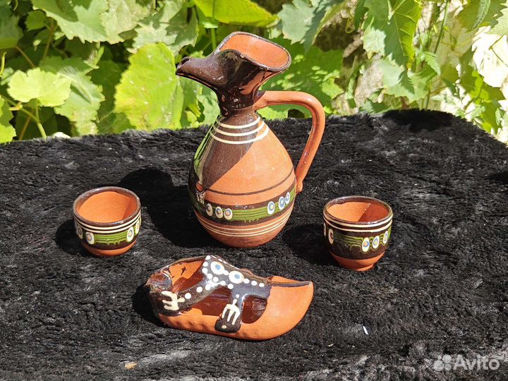 Набор: кувшин, 2 стопки, пепельница, СССР