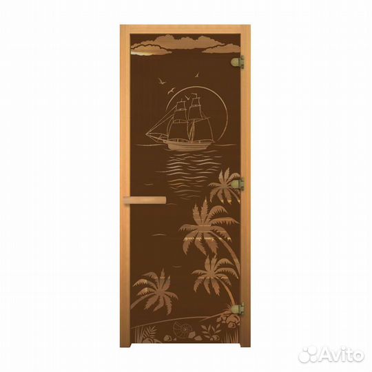 Дверь для Бани стекло Бронза Матовая, рис. 