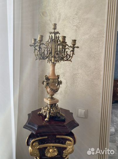 Набор для камина часы + канделябры 2 шт бронза