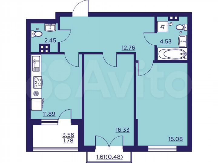 2-к. квартира, 65,3 м², 4/18 эт.