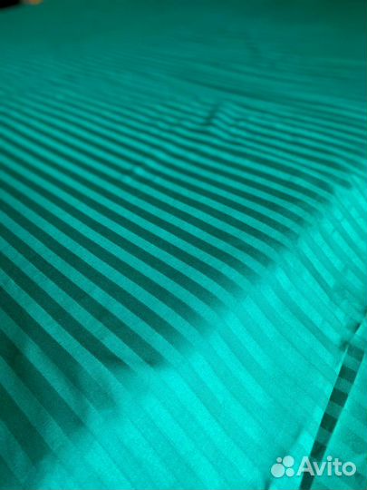 Простынь на резинке страйп сатин