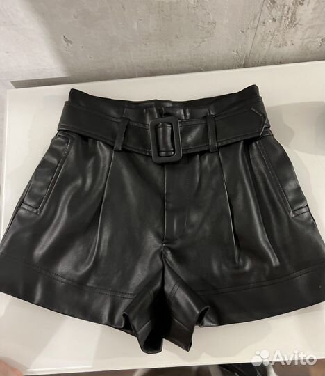 Zara шорты кожа