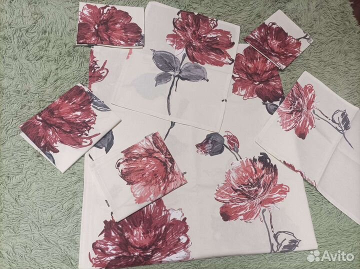 Скатерть, салфетки, ткань рогожка