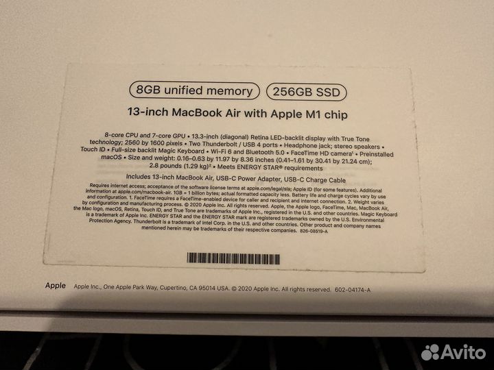 Apple macbook air 13 2020 m1 8gb 256