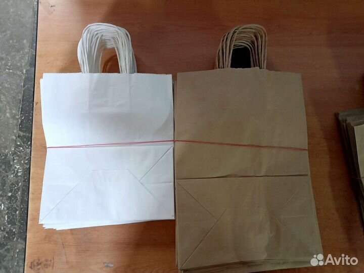 Бумажные пакеты крафт с ручками