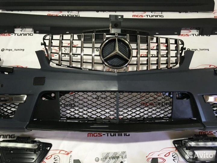 Обвес Мерседес С63 AMG W204 GT темные насадки