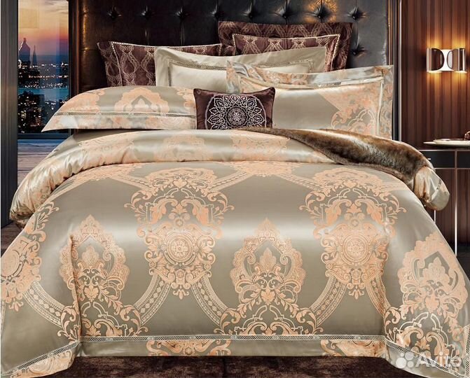 Постельное белье Евро премиум,сатин жаккард Хлопок