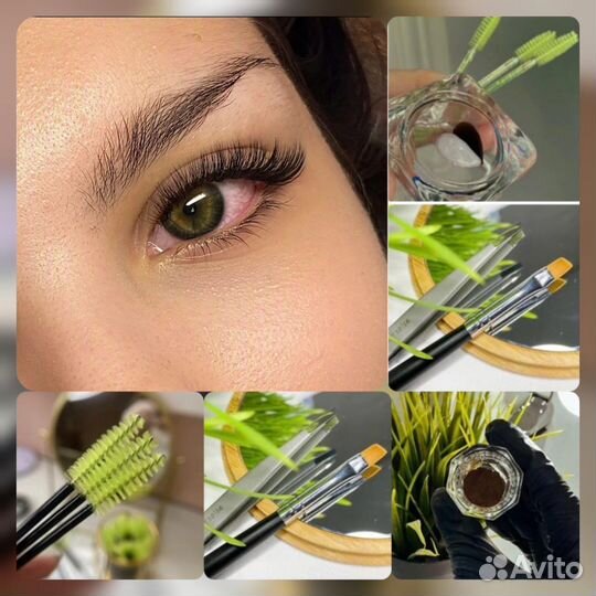 Наращивание ресниц, оформление бровей