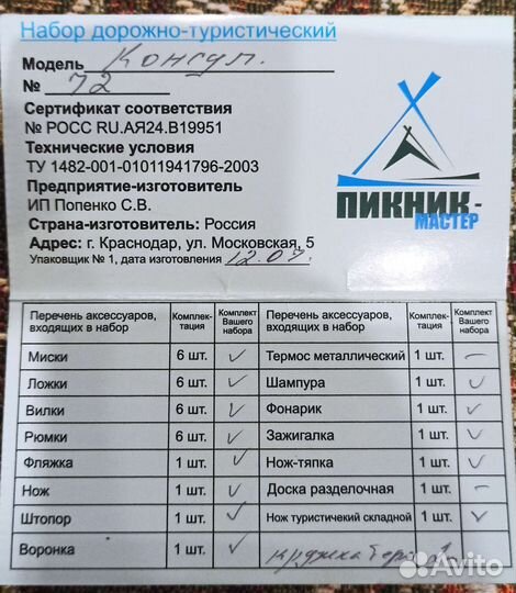 Туристический набор