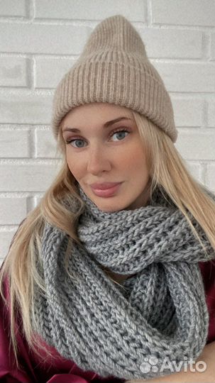 Снуд вязаный серый новый