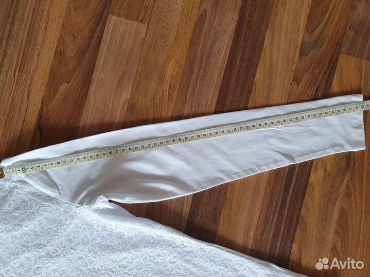 Блузка белая для девочки, новая, 158 Button blue