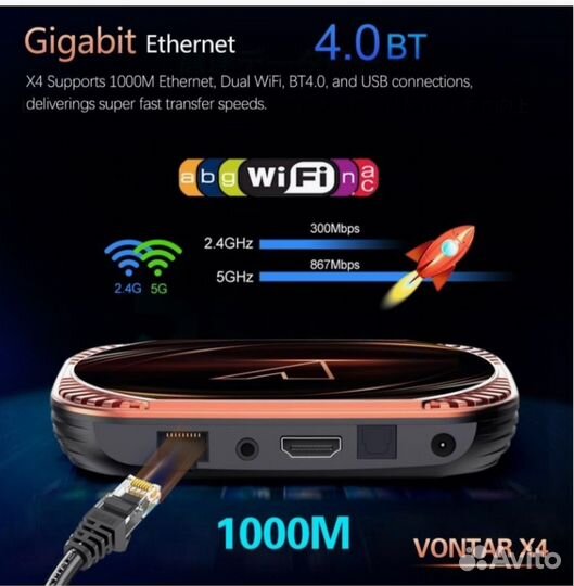 Прошитая Смарт тв приставка Vontar X4 4/32GB