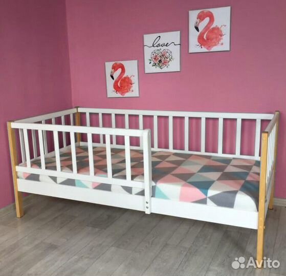 Кроватка от 2х лет Лисенок с бортиком из натуральн