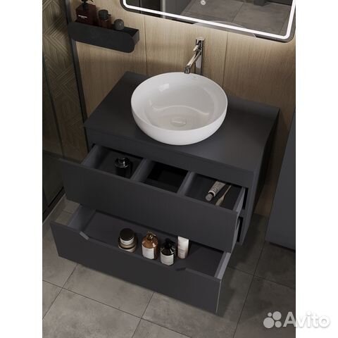 Тумба с раков. 80 графит/бел. Li-80tugmdf+B07-420W